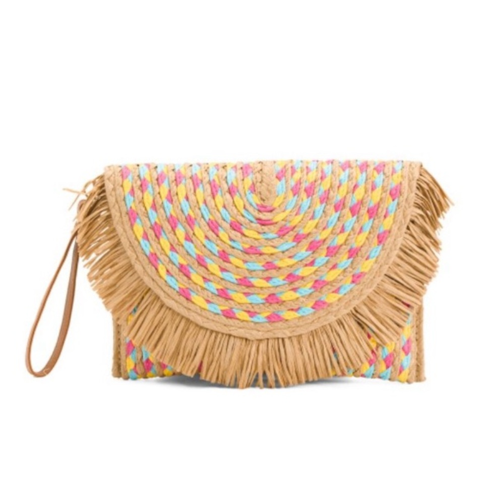NWT Lulla Collection Straw Clutch Salsa